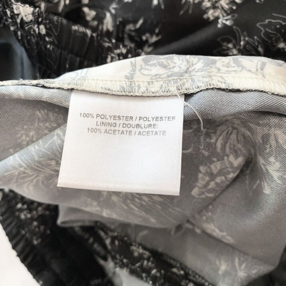 NWOT JUDITH & CHARLES BLACK WHITE SATIN BOTANICAL SIDE STRIPE DRAWSTRING PANTS - Picture 10 of 10